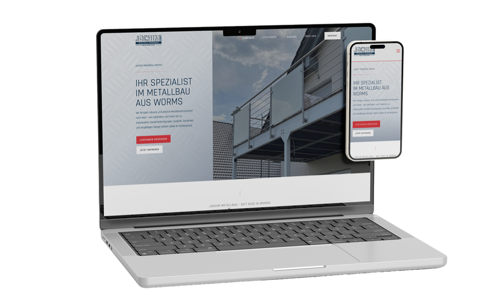 Beispielprojekt: Website für Jochim Metallbau auf Laptop und Smartphone